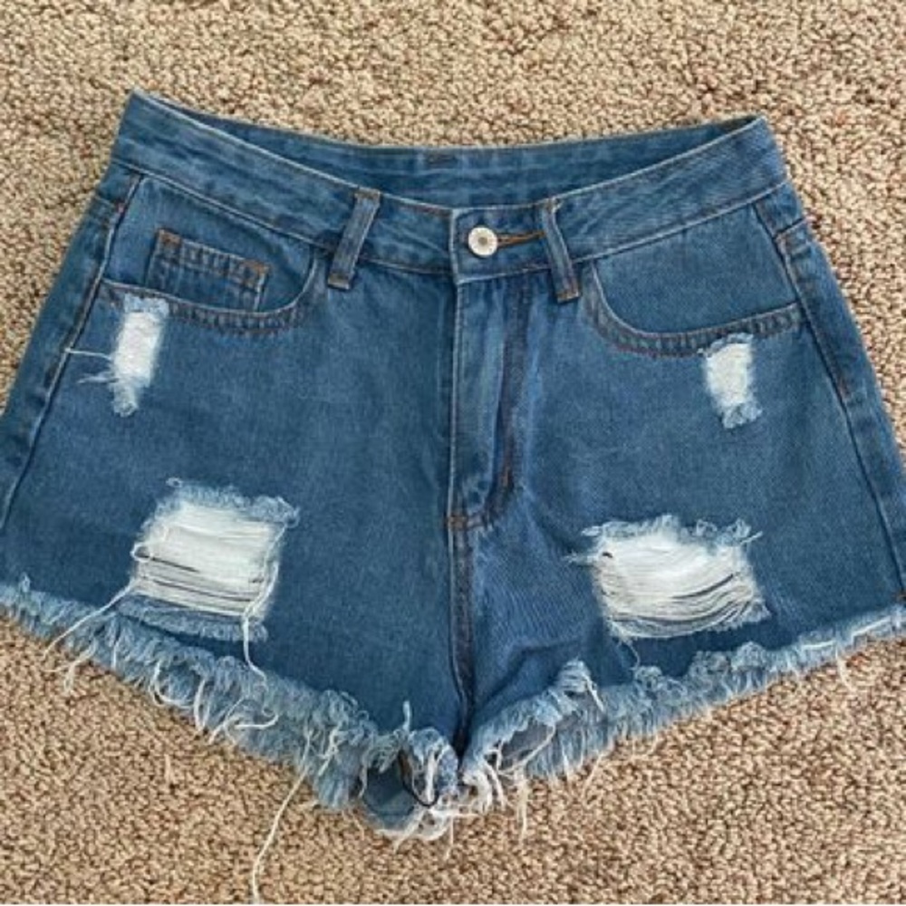 Shein distressed short denim jean shorts high rise